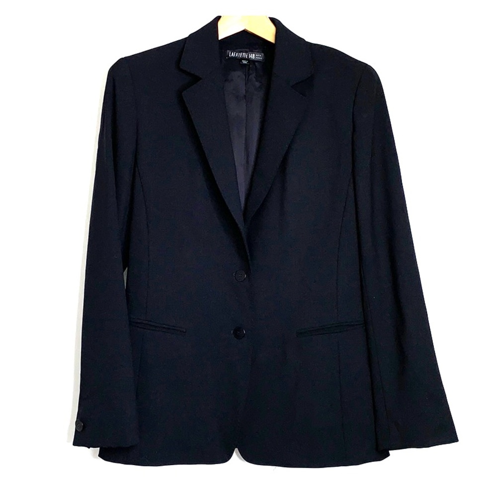 LAFAYETTE 148 NY • Black 2 Button Blazer Jacket 10 - Picture 1 of 6